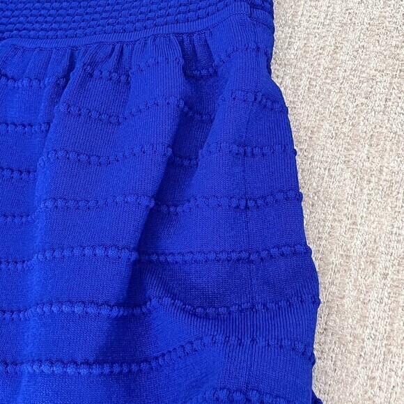 Eliza J Dress Womens XL Royal Blue 3/4 Sleeve Textured Fit-N-Flare Mini Rib Trim - Picture 12 of 13